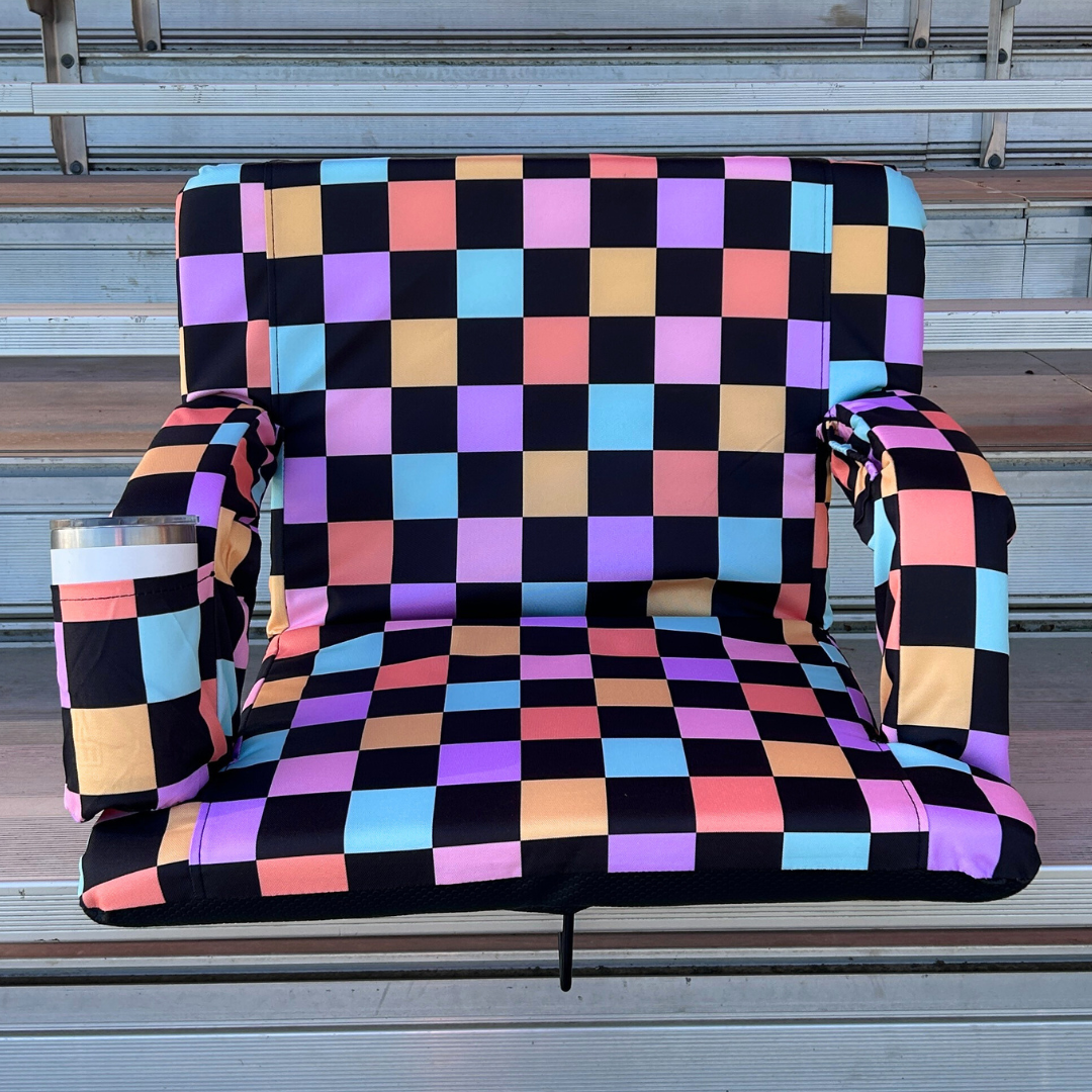 Retro Checkerboard 23" Stadium Seat with Armrests