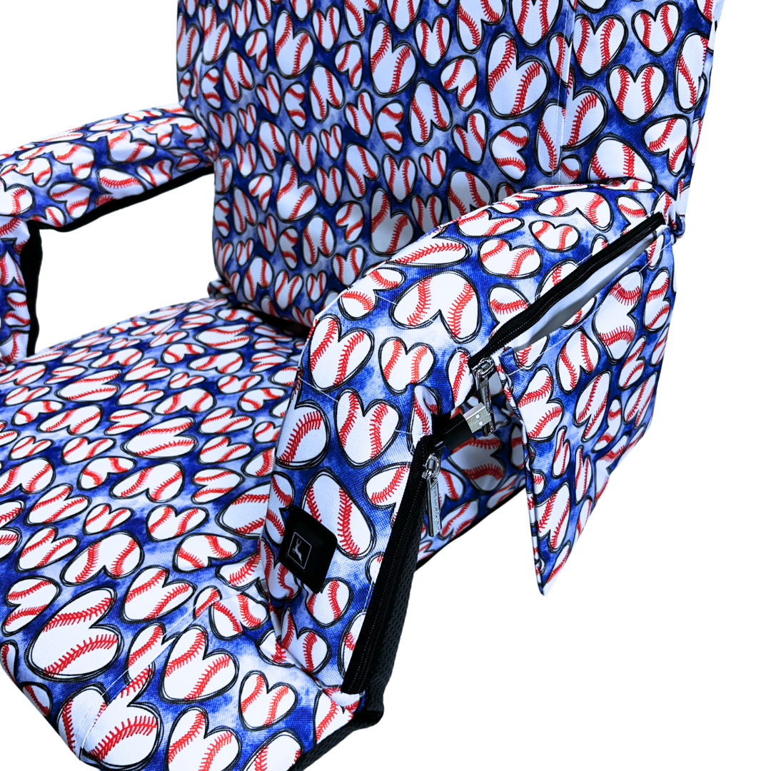 Heated Baseball Hearts 23" Stadium Seat with Armrests