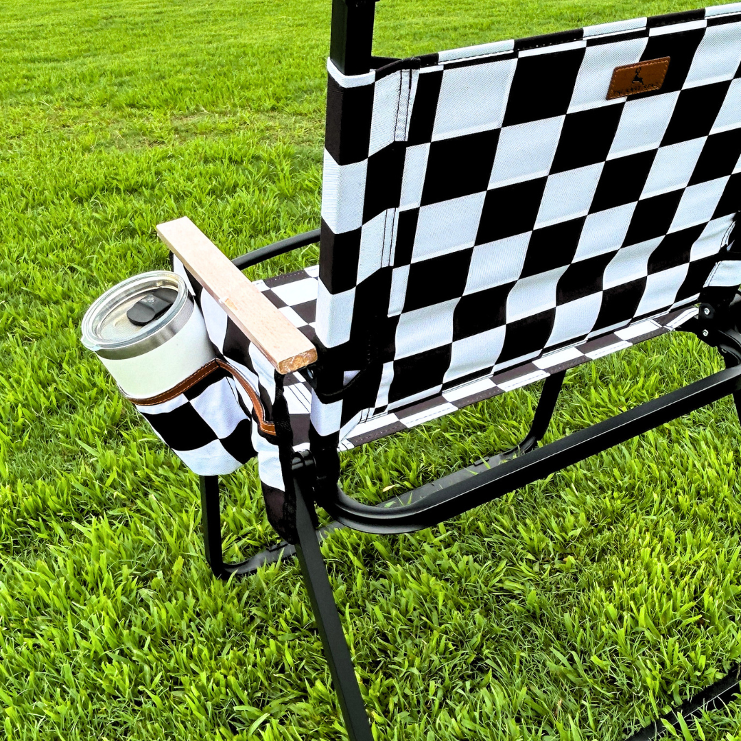 Black and White Checkerboard Folding Lawn Chair