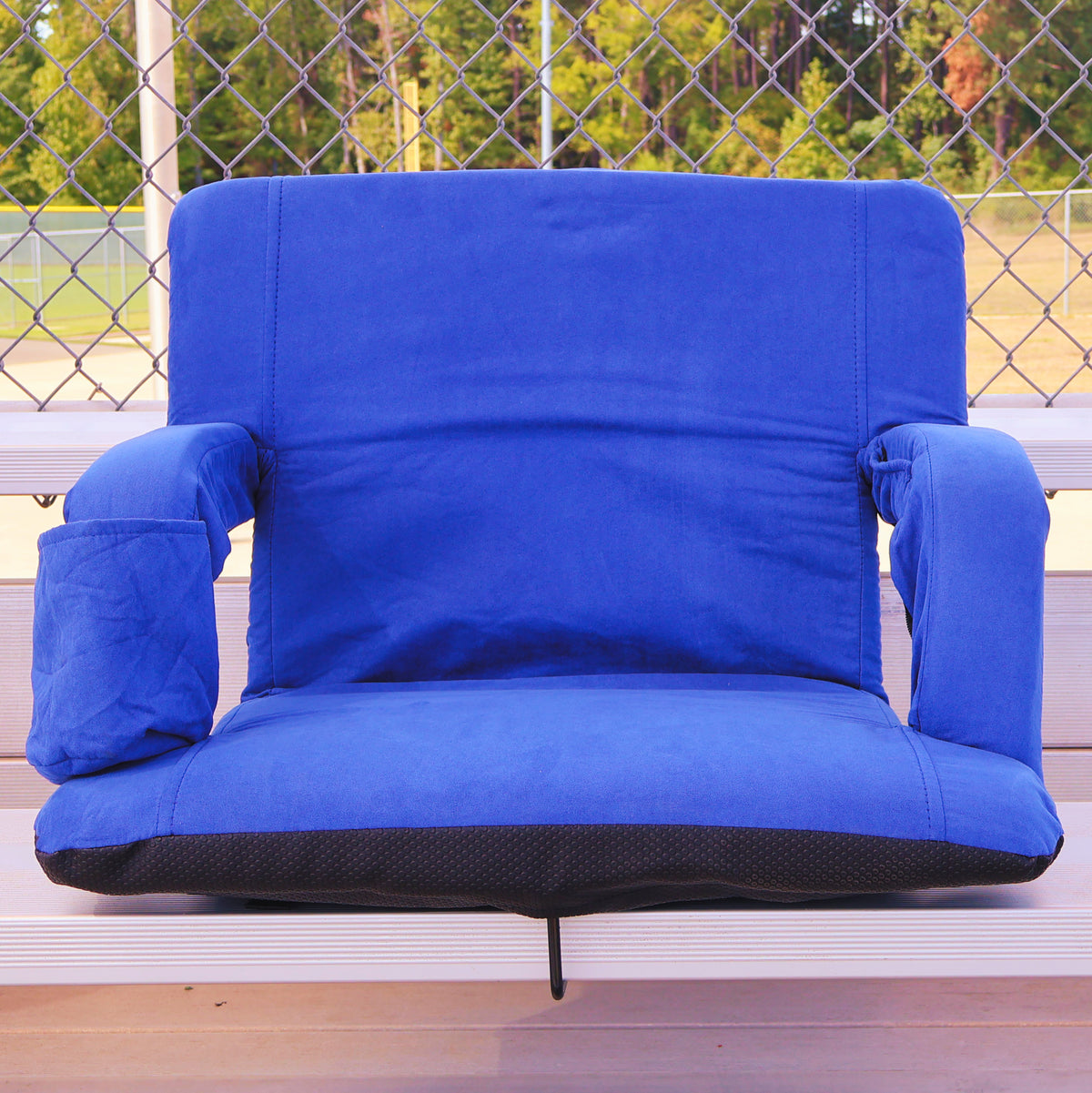 Blue Suede 23" Stadium Seat with Armrests
