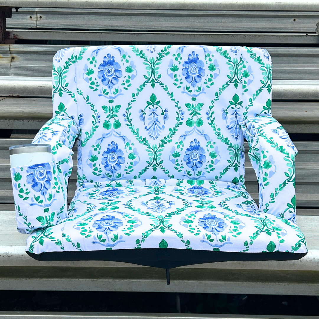 Damask Floral 23" Stadium Seat with Armrests