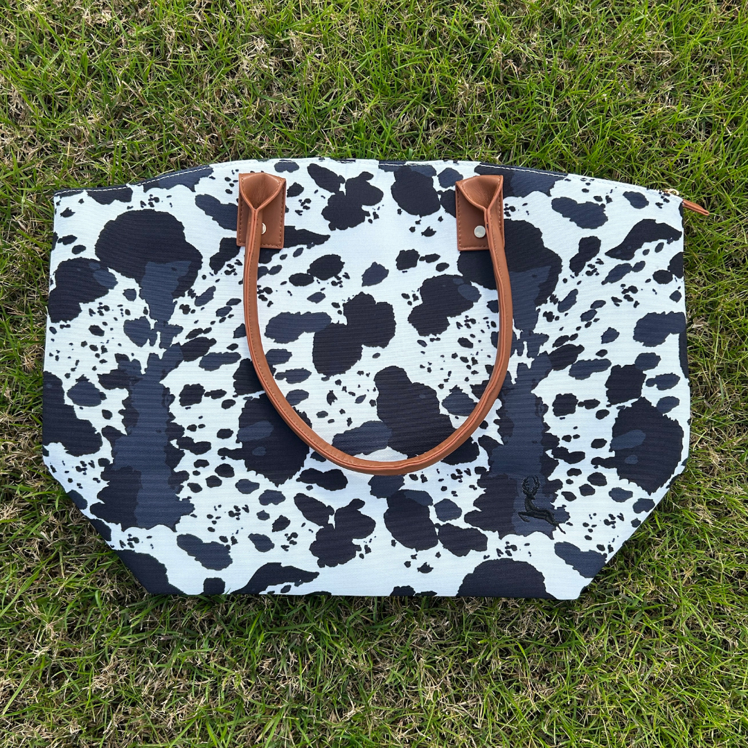 Black Cow Print Tote Bag