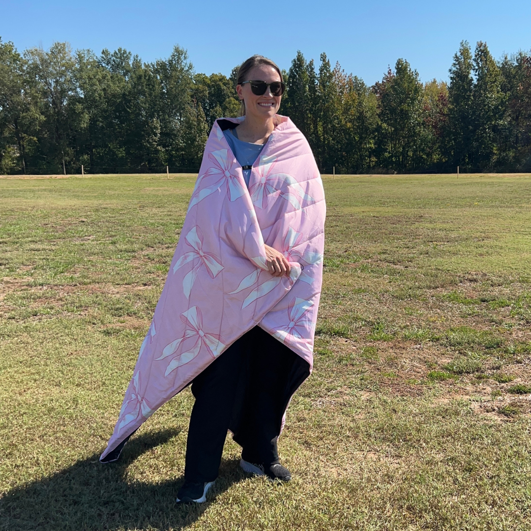 Pink Bows - Indoor/Outdoor Puffy Blanket