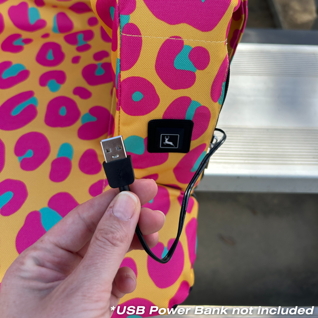 Heated Neon Leopard 23" Stadium Seat with Armrests