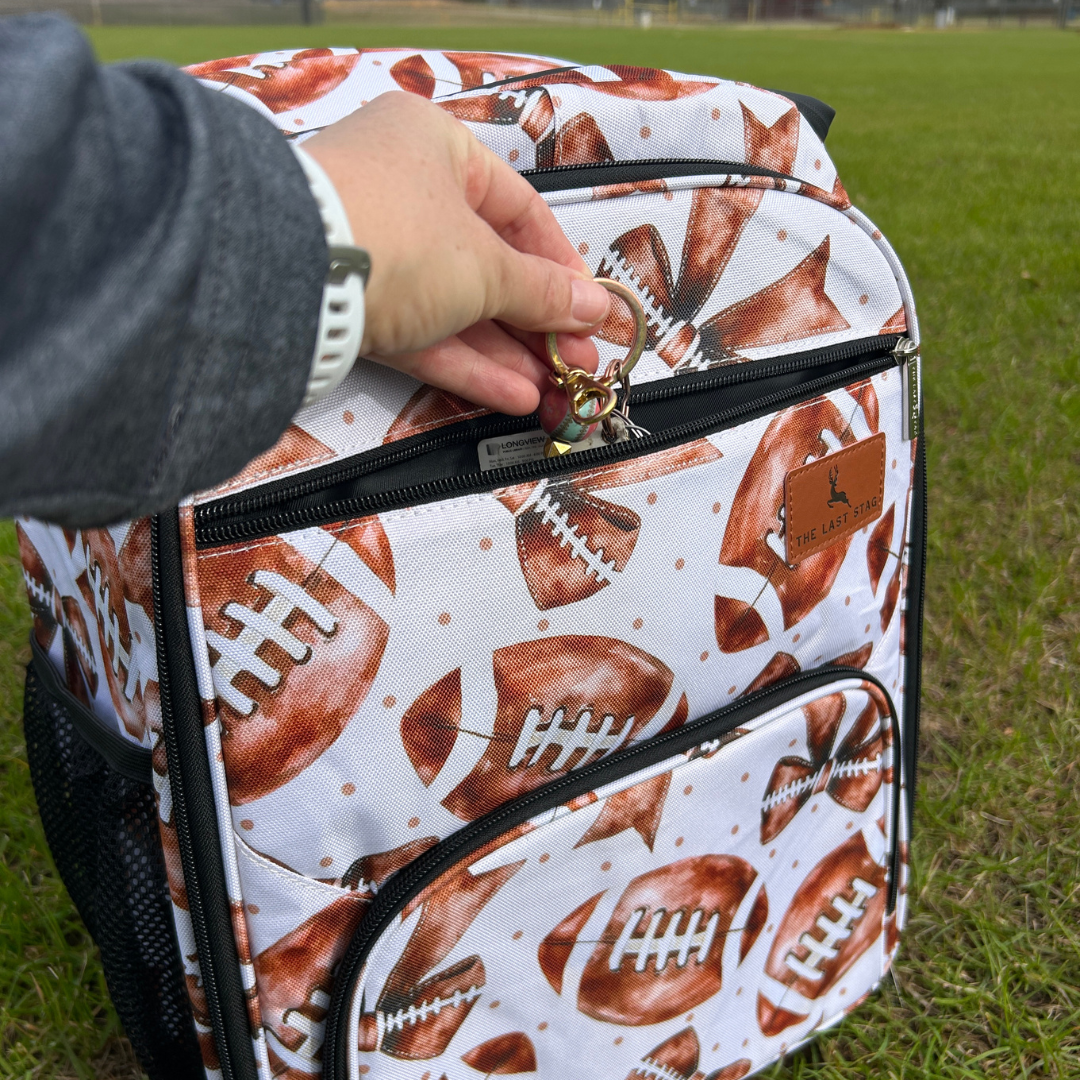 Footballs & Bows Backpack Cooler