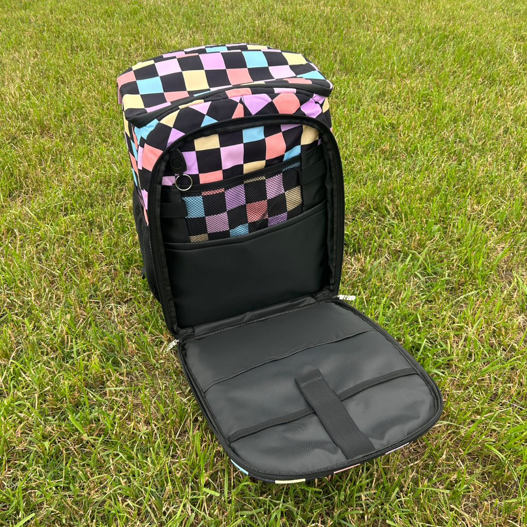 Retro Checkerboard Backpack Cooler