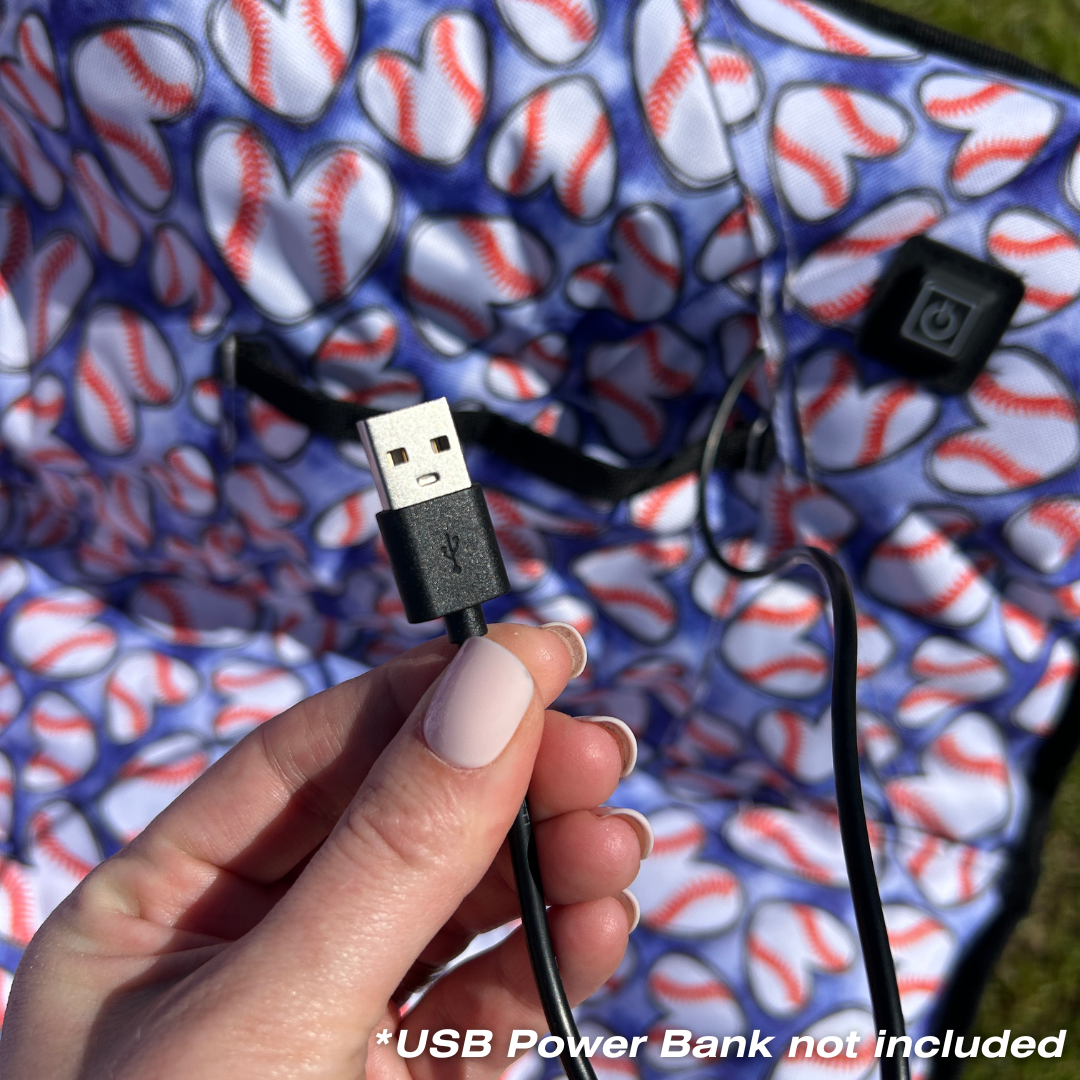 Baseball Hearts - Heated Sideline Chair