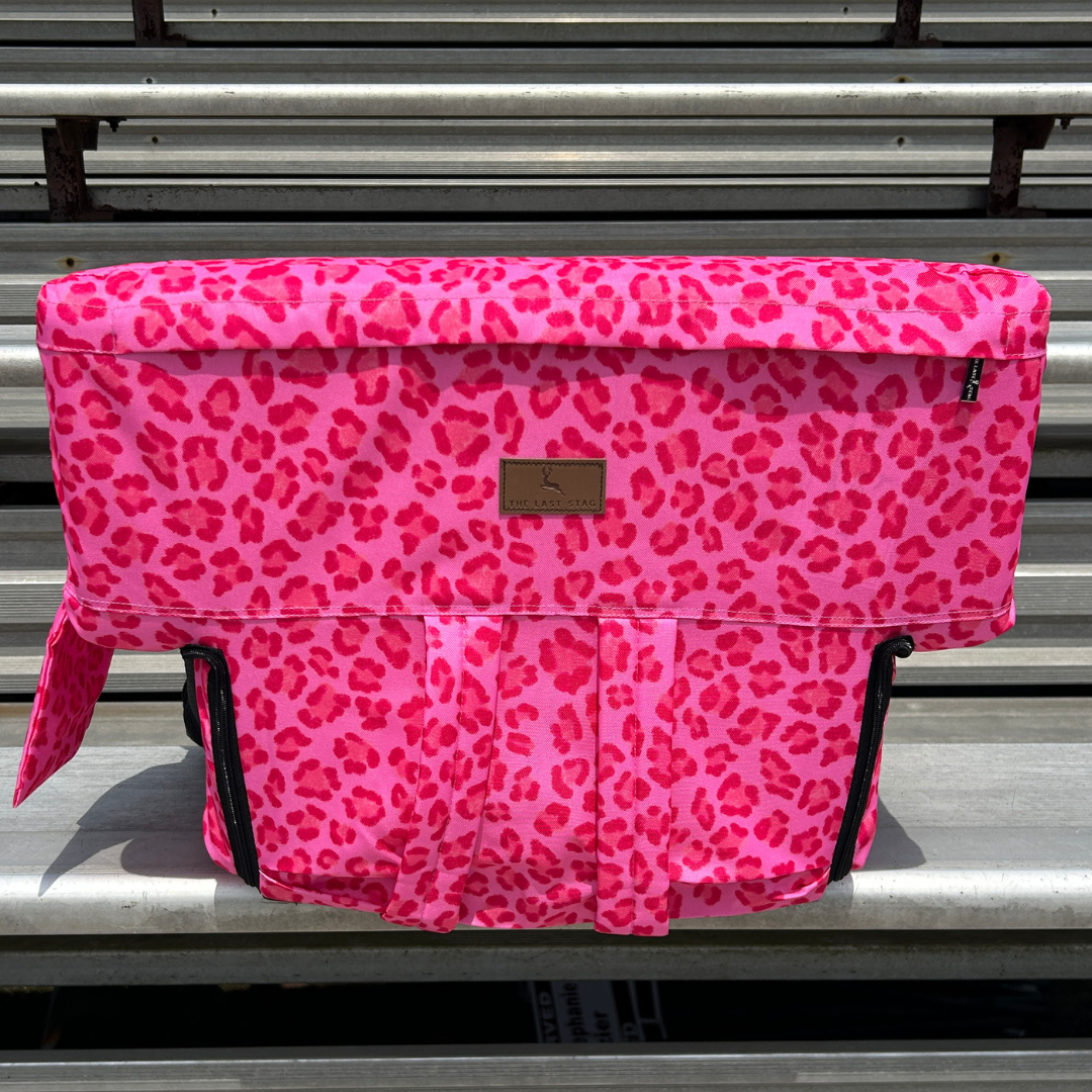 Heated Pink Leopard 23" Stadium Seat with Armrests