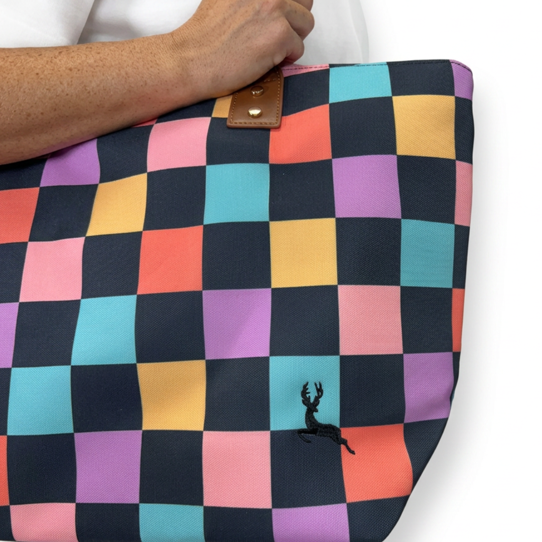 Retro Checkerboard Tote Bag
