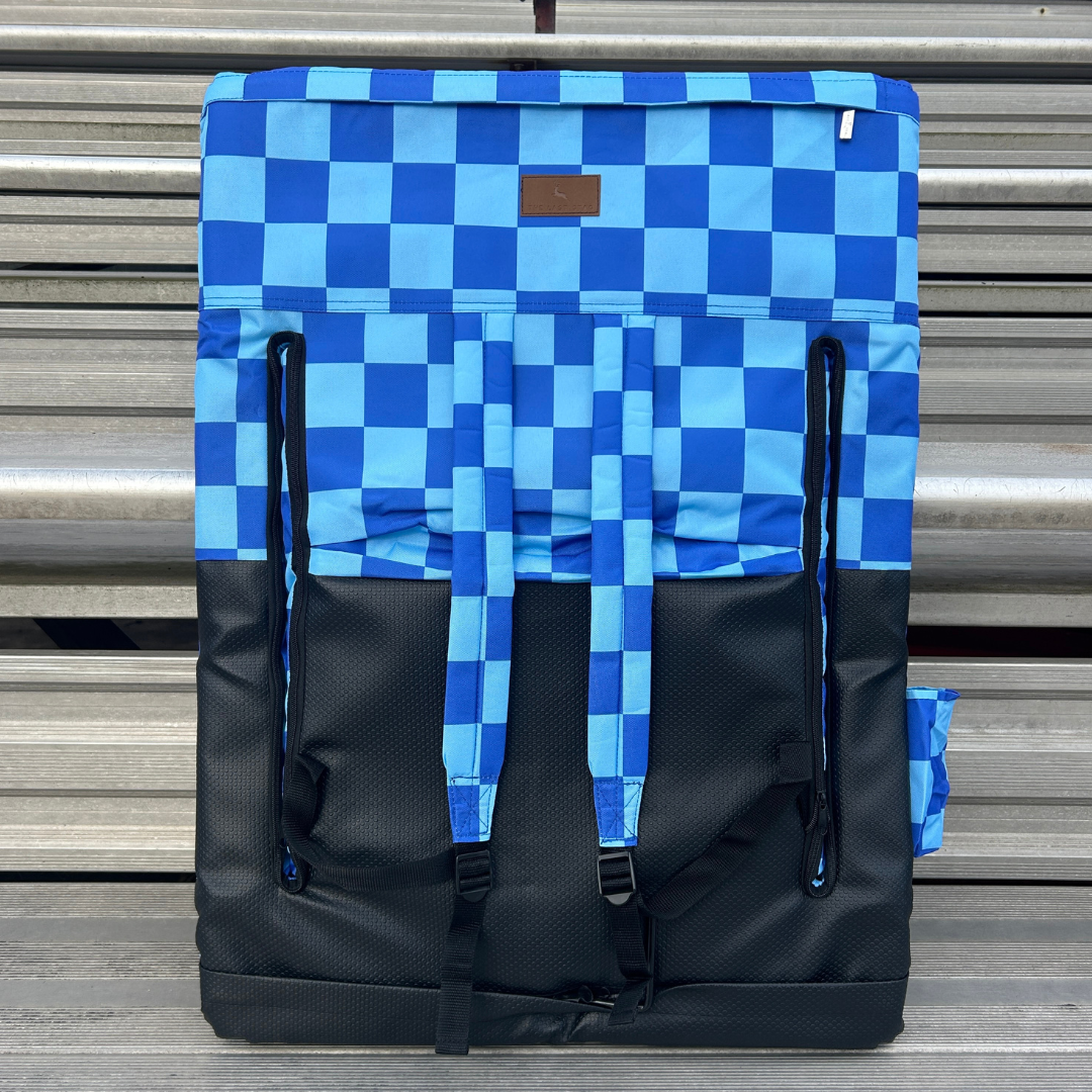 Blue Checkerboard 23" Stadium Seat with Armrests