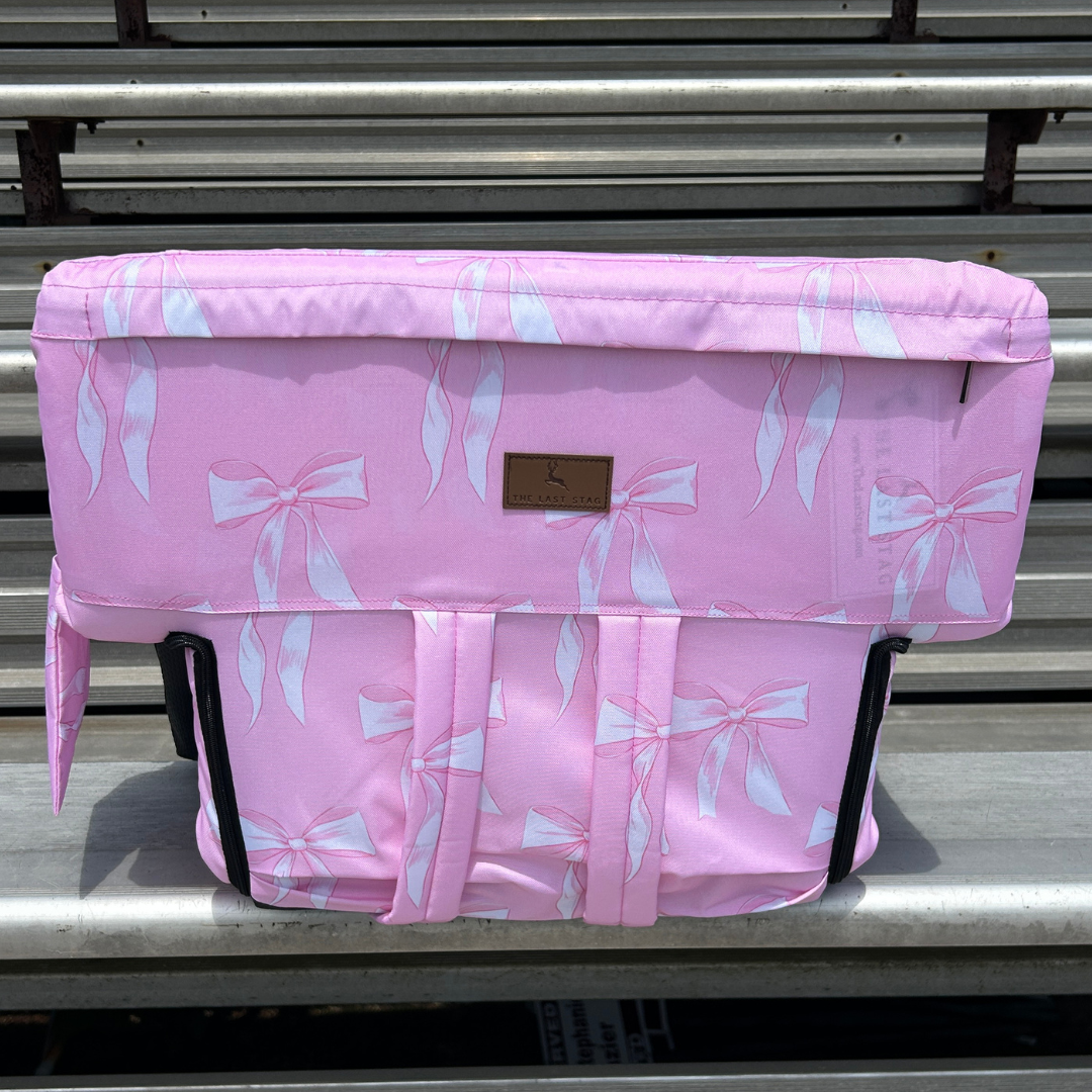 Heated Pink Bows 23" Stadium Seat with Armrests