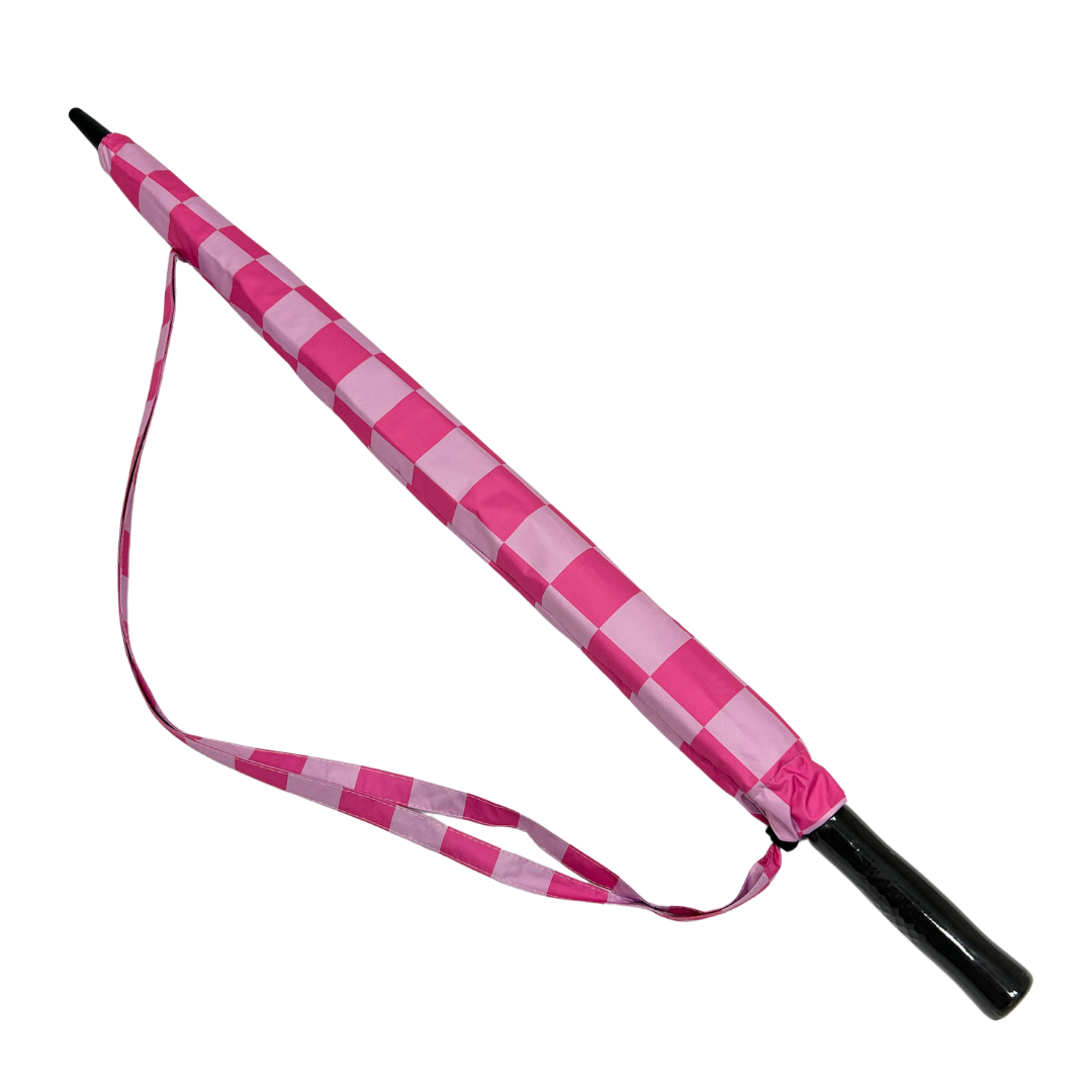 Pink Checkerboard - UPF 50+ Large Golf Umbrella