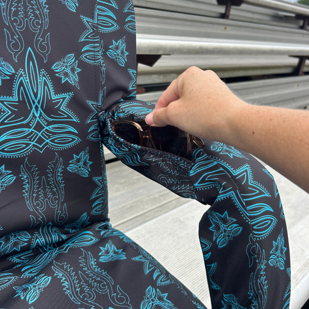 Turquoise Top Stitch 23" Stadium Seat with Armrests