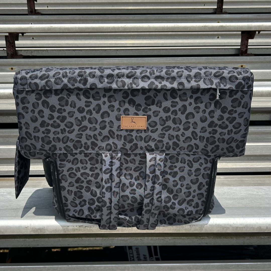 Heated Black Leopard 23" Stadium Seat with Armrests