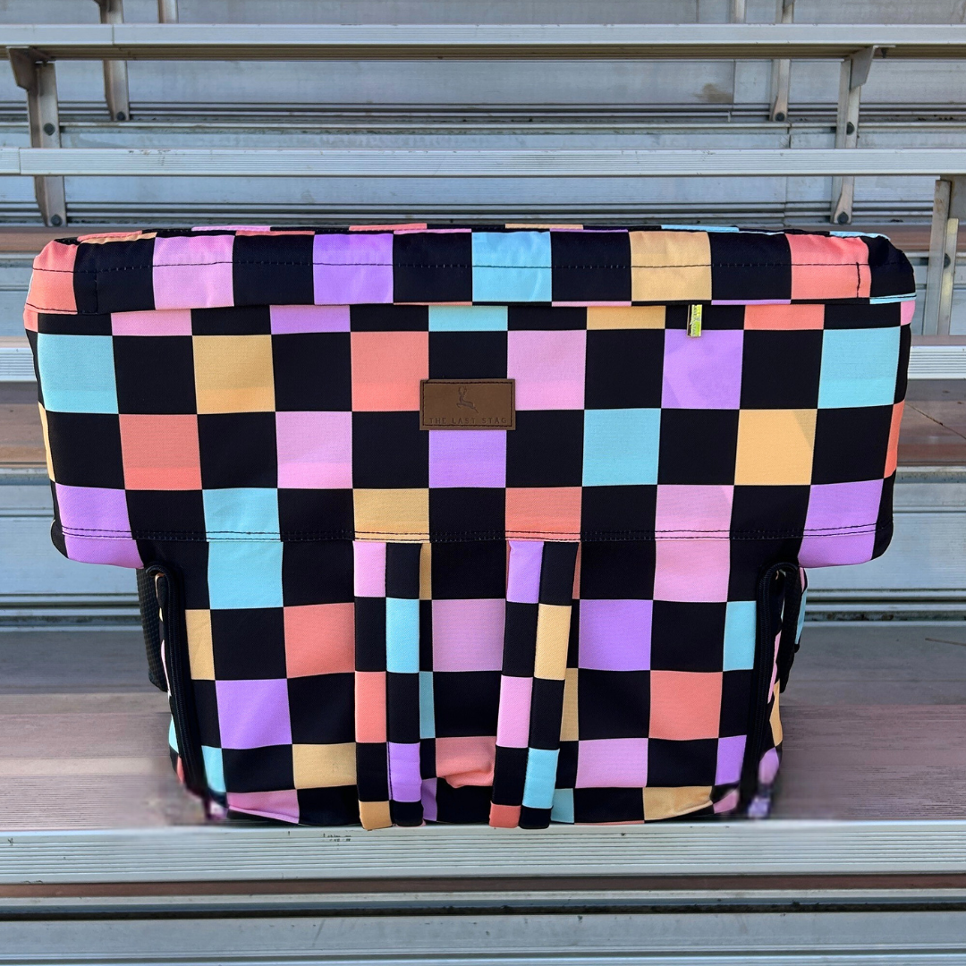 Retro Checkerboard 23" Stadium Seat with Armrests