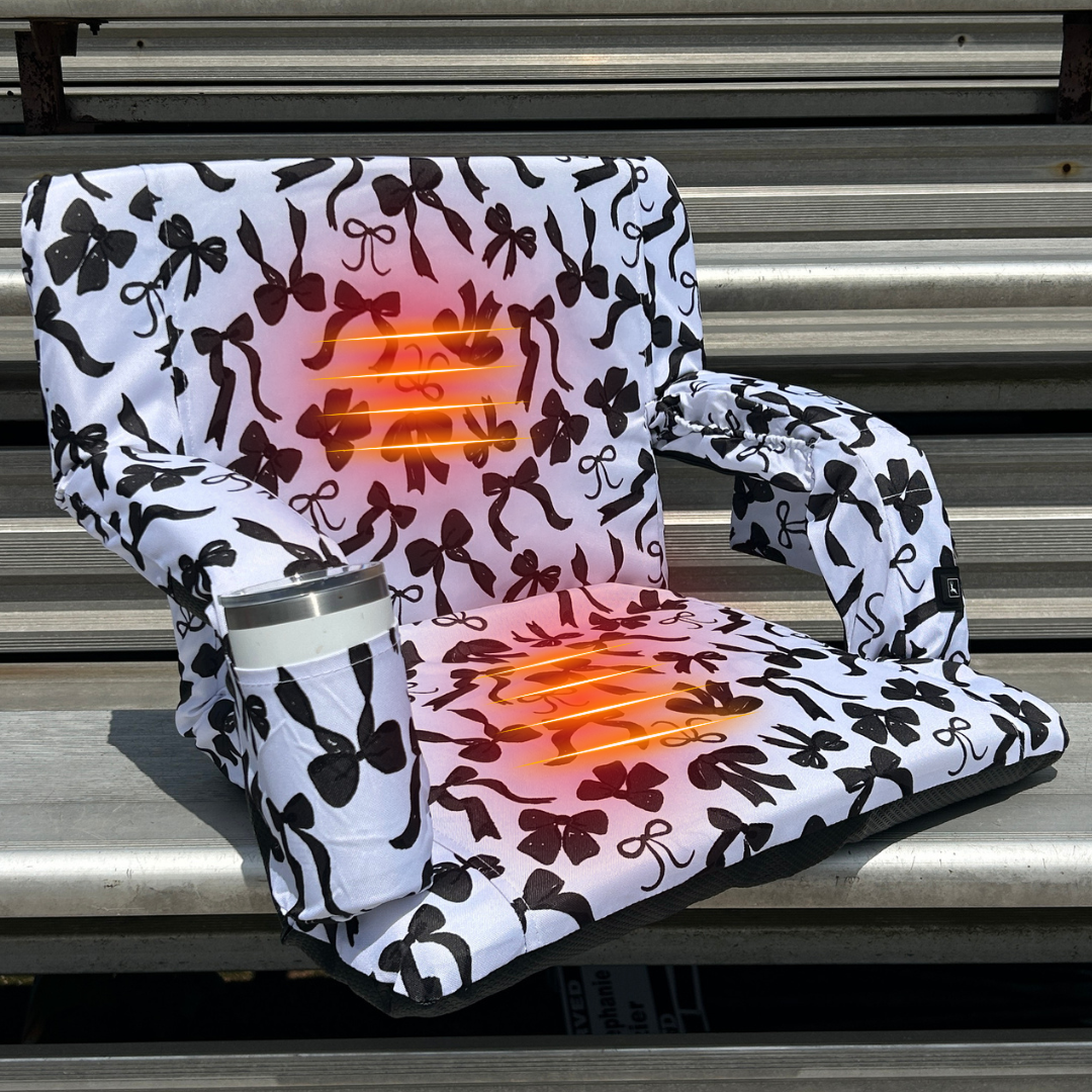 Heated Black Bows 23" Stadium Seat with Armrests