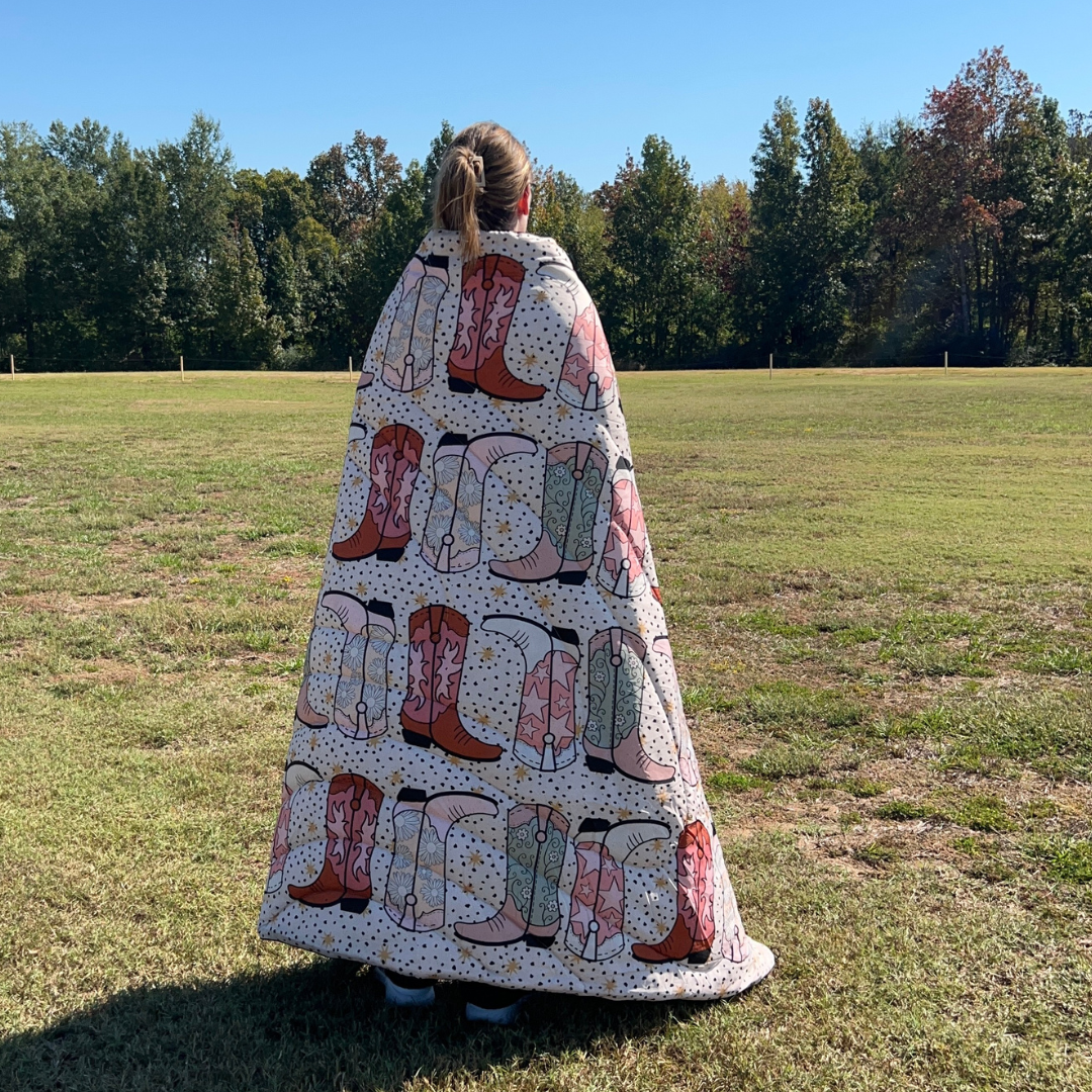 Cowgirl Boots - Indoor/Outdoor Puffy Blanket