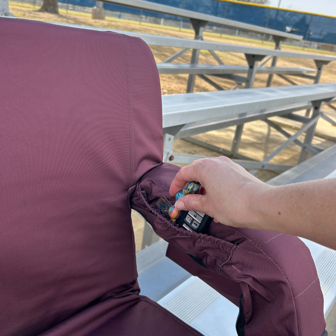 Heated Maroon 23" Stadium Seat with Armrests