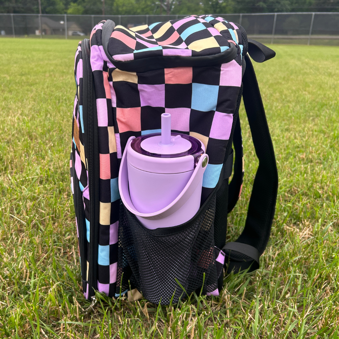 Retro Checkerboard Backpack Cooler