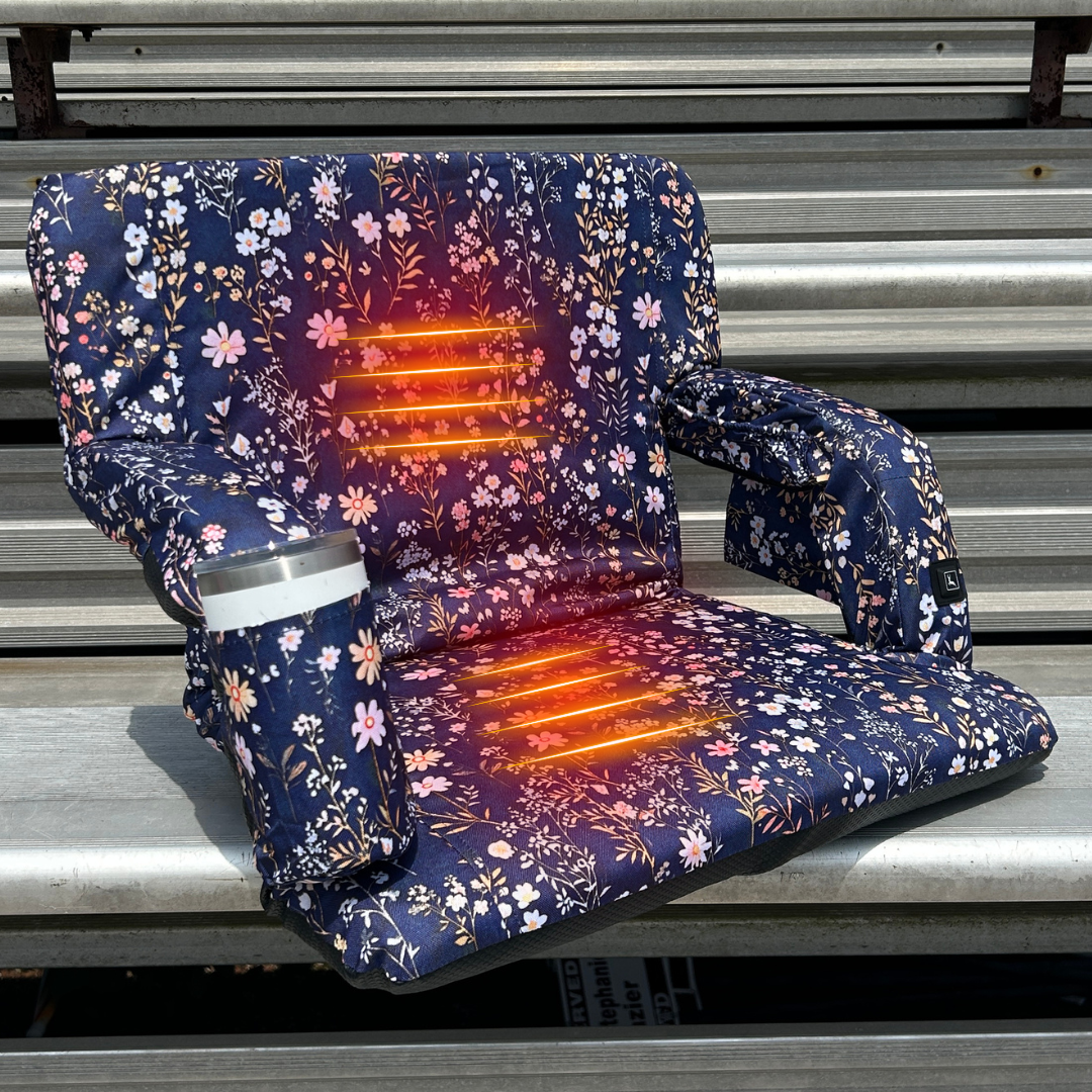 Heated Flower Garden 23" Stadium Seat with Armrests