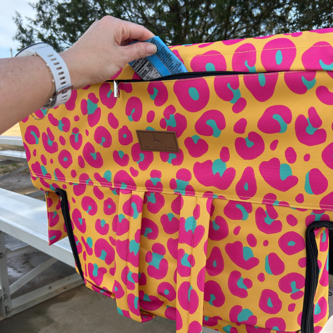 Heated Neon Leopard 23" Stadium Seat with Armrests