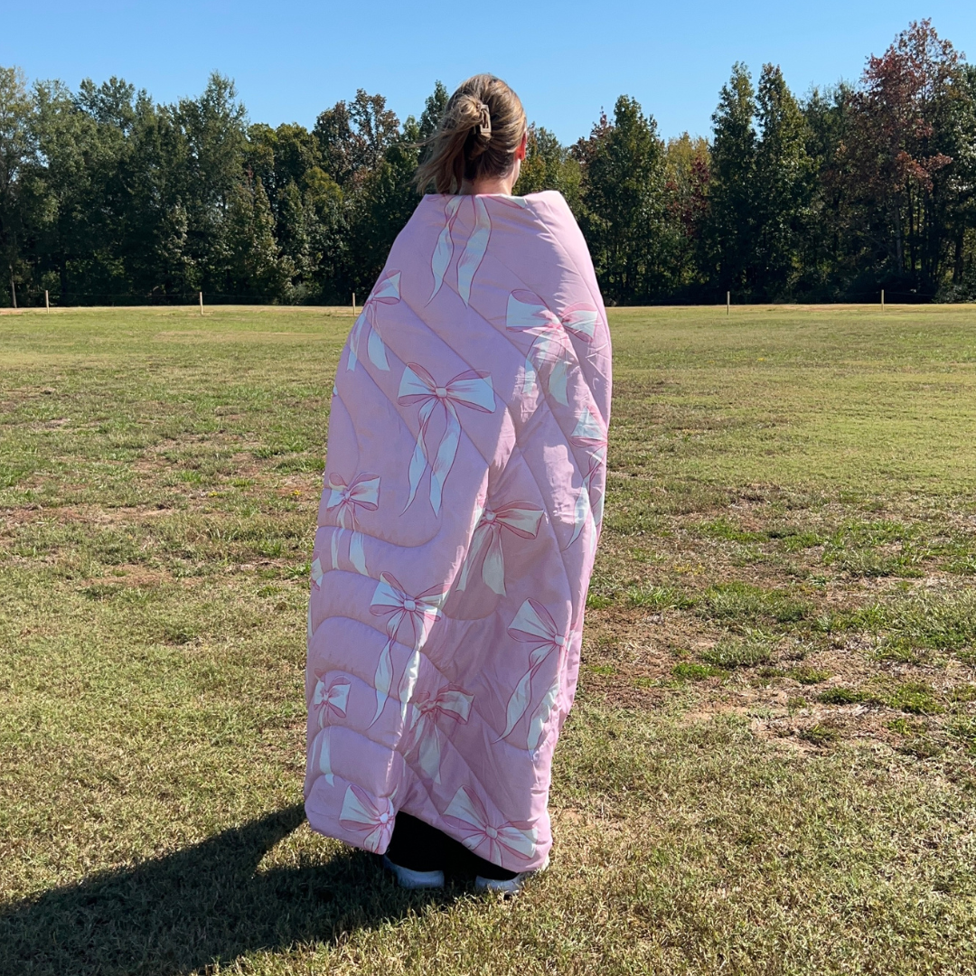 Pink Bows - Indoor/Outdoor Puffy Blanket