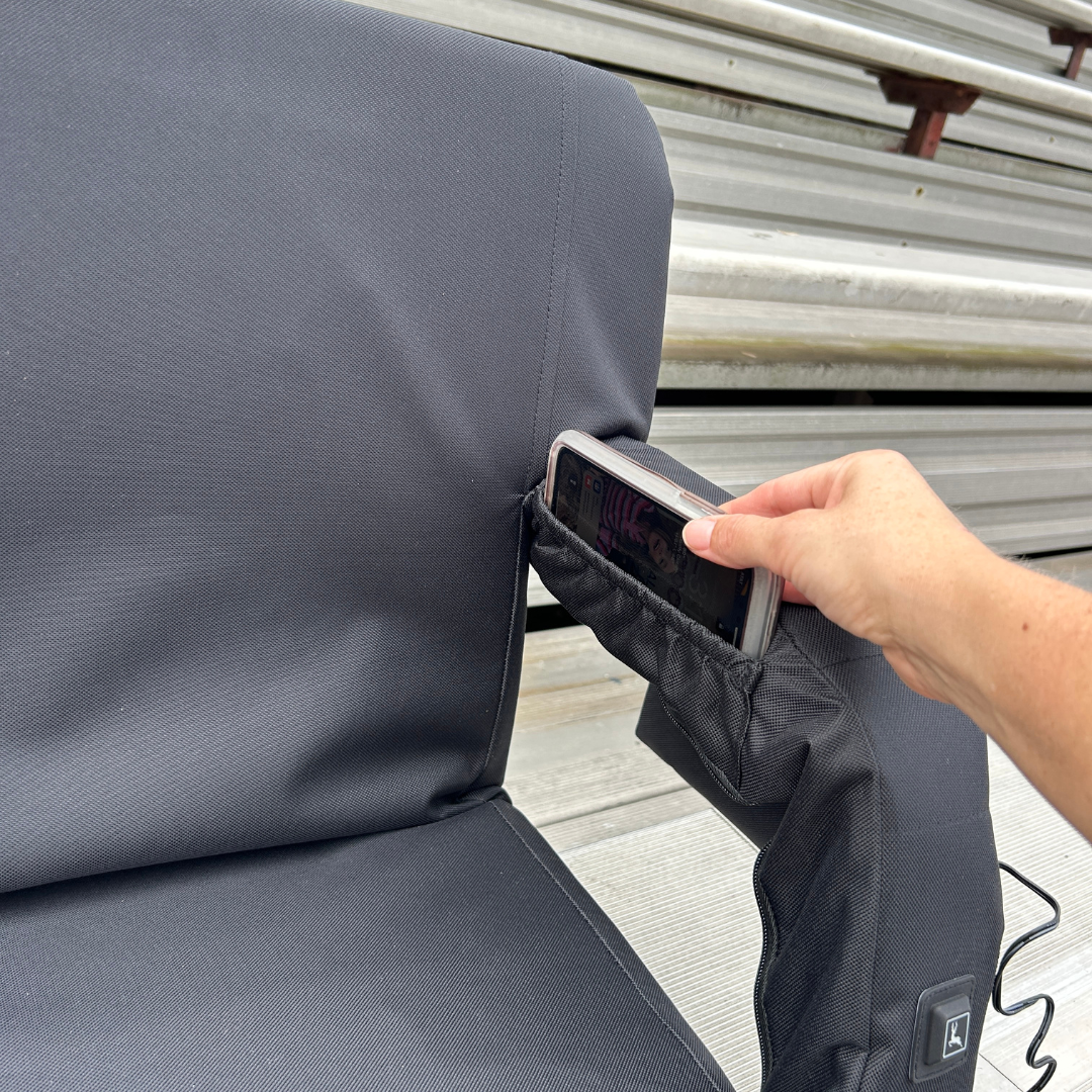Heated Black 23" Wide Stadium Seat with Armrests