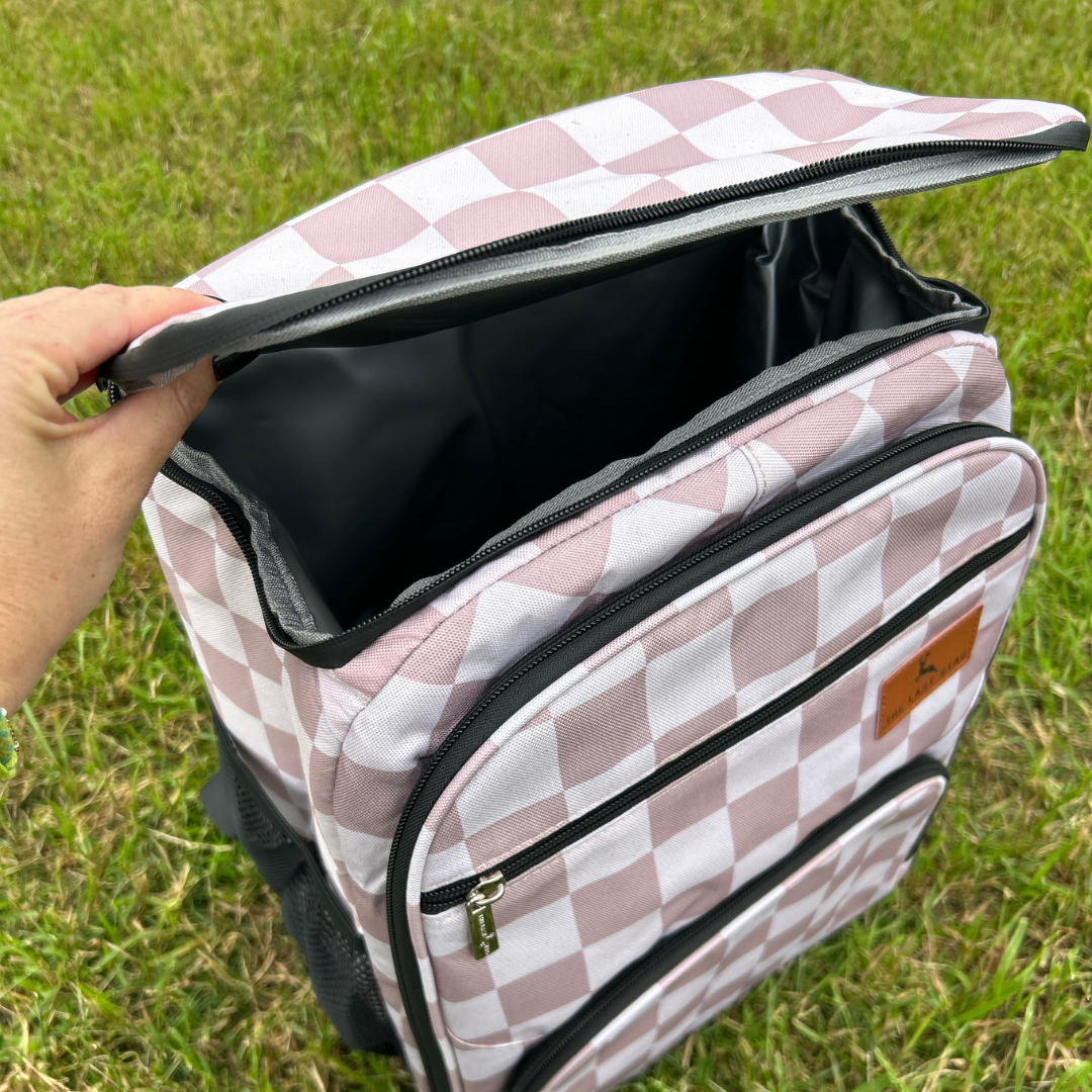 Speckled Beige Checkerboard Backpack Cooler