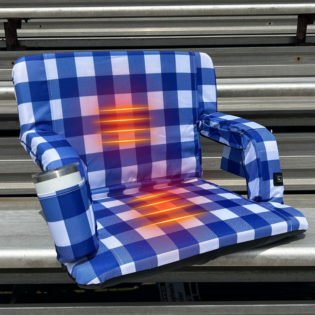 Heated Blue Buffalo 23" Stadium Seat with Armrests