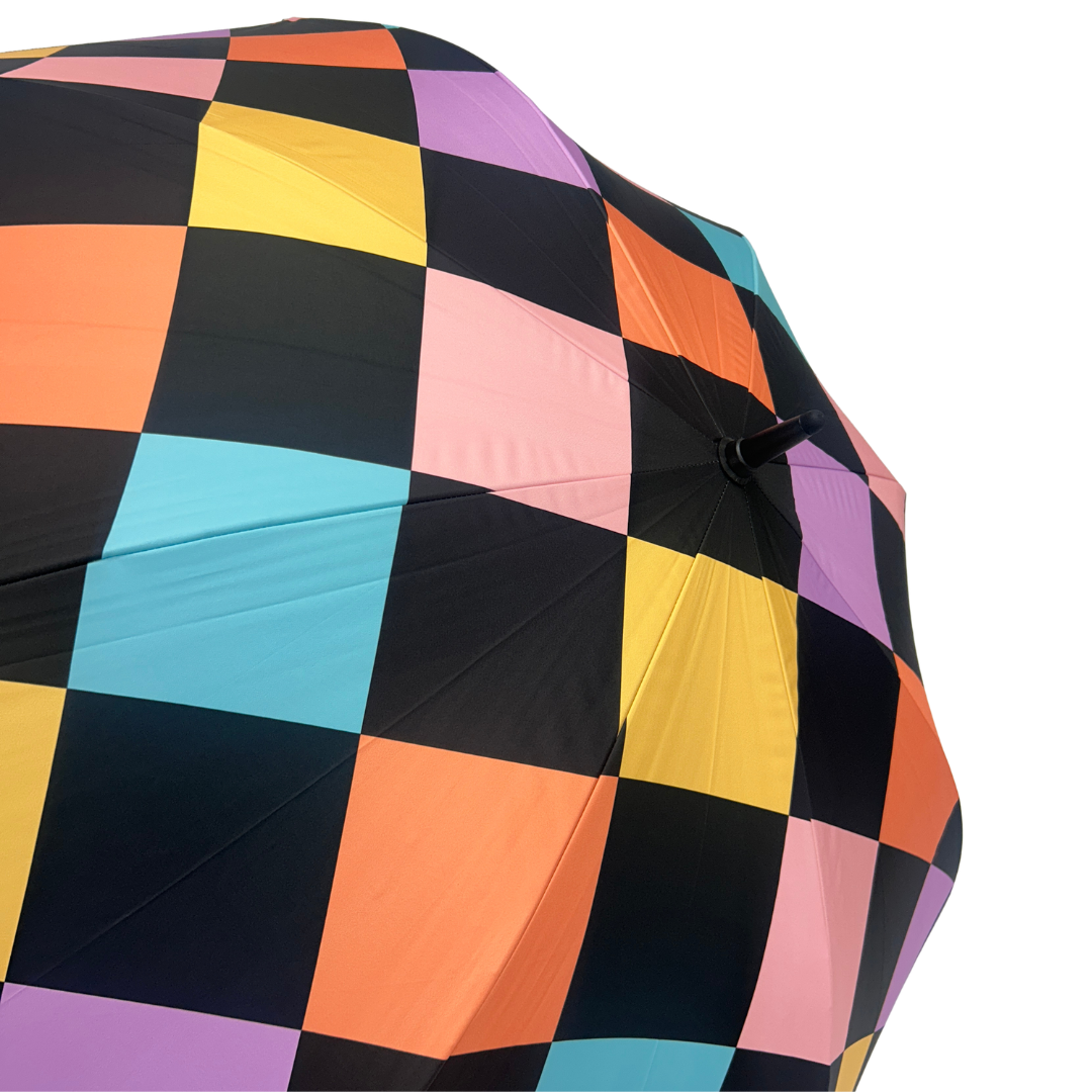 Retro Checkerboard - UPF 50+ Large Golf Umbrella