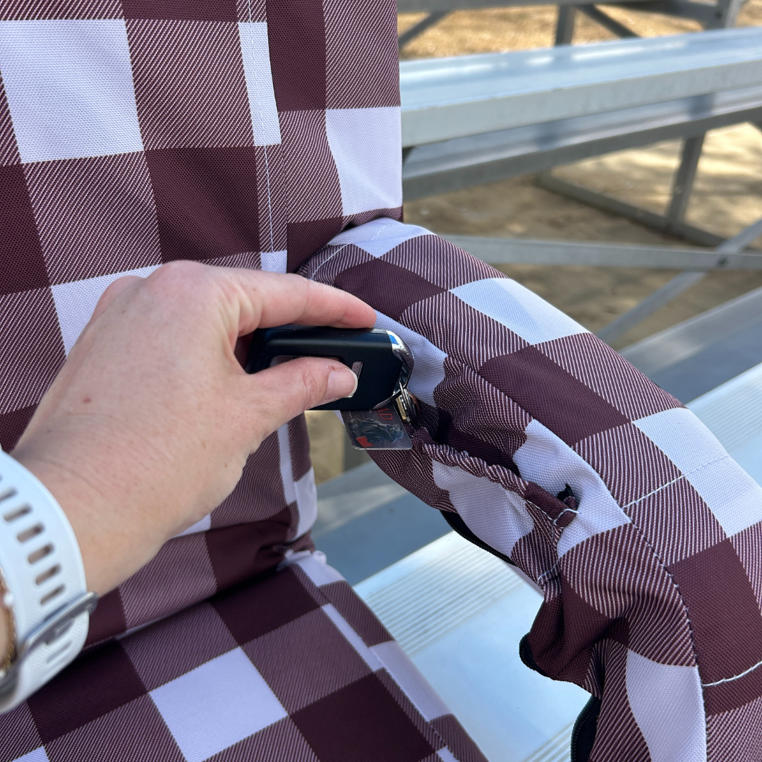 Heated Maroon Buffalo 23" Stadium Seat with Armrests