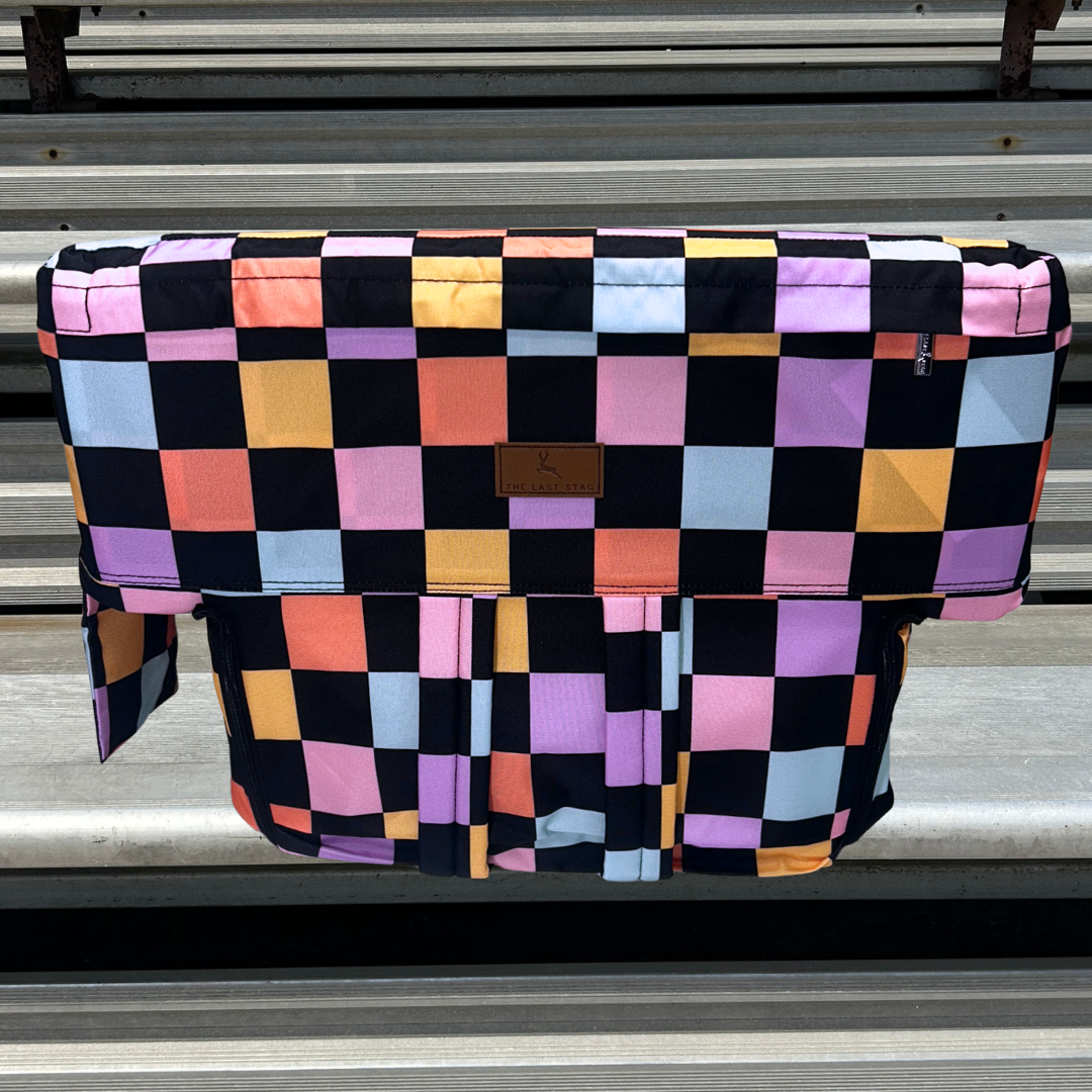 Heated Retro Checkerboard 23" Stadium Seat with Armrests
