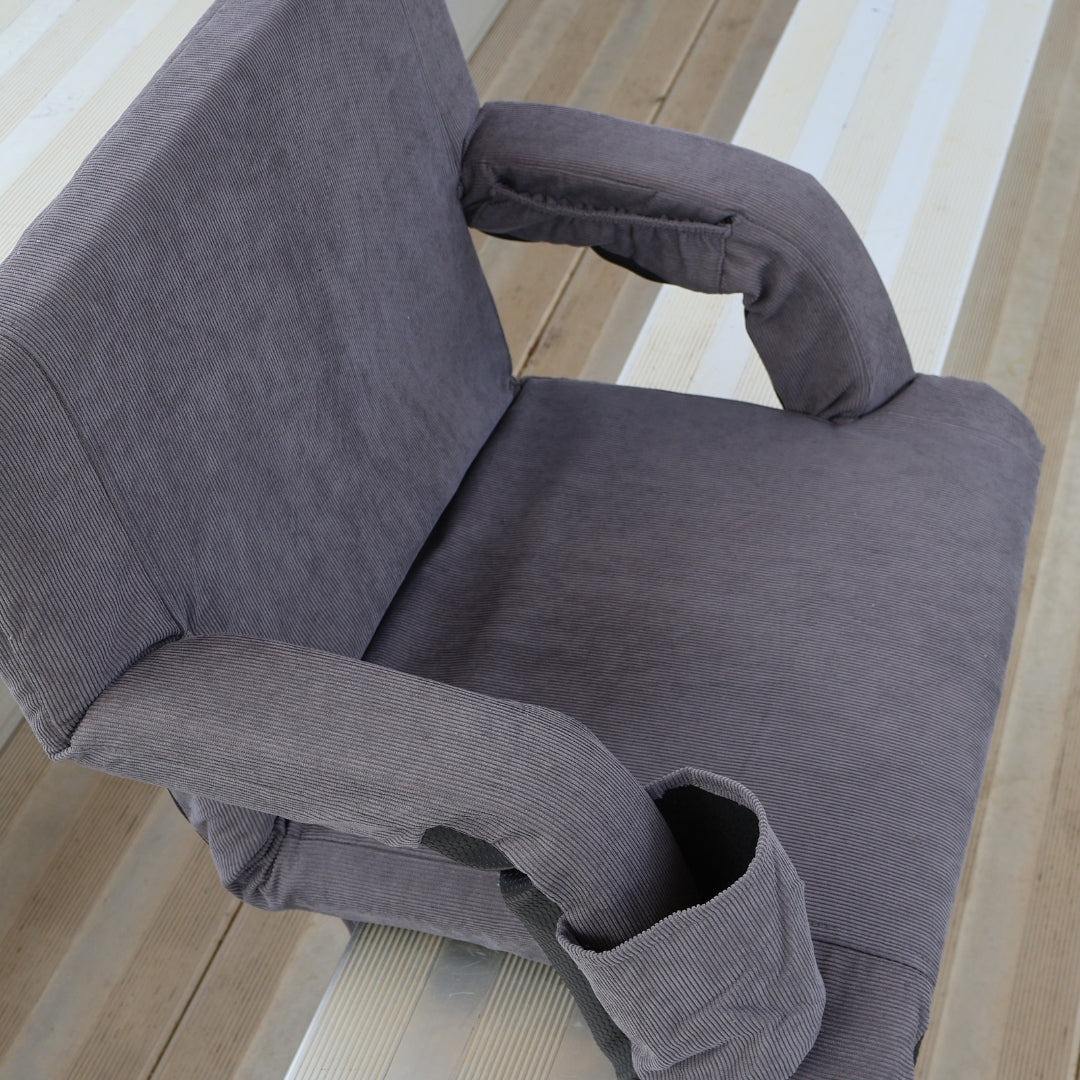 Grey Corduroy 23" Stadium Seat with Armrests