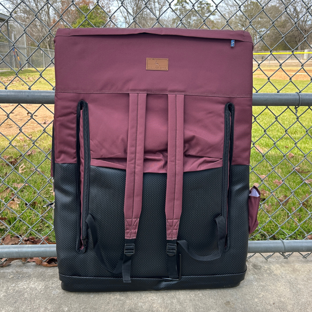 Heated Maroon 23" Stadium Seat with Armrests