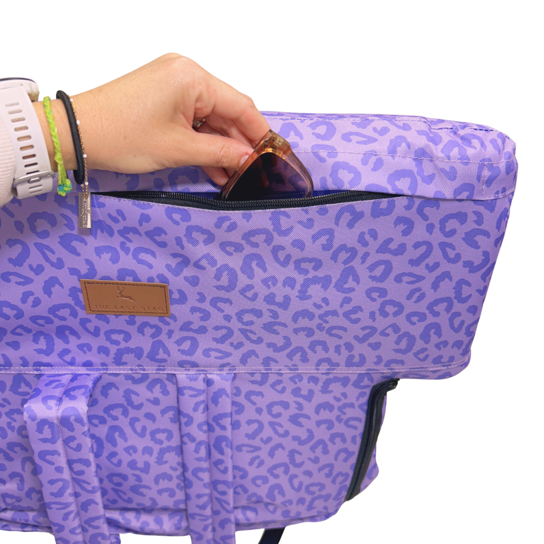Heated Purple Leopard 23" Stadium Seat with Armrests