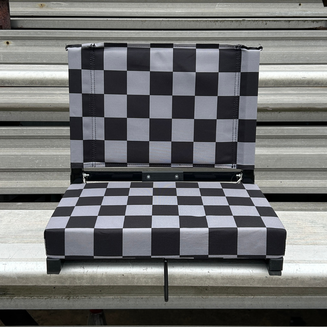 Grey Checkerboard Folding Stadium Seat