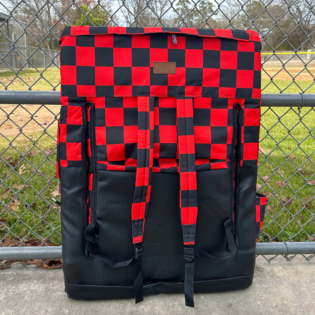 Heated Red Checkerboard 23" Stadium Seat with Armrests