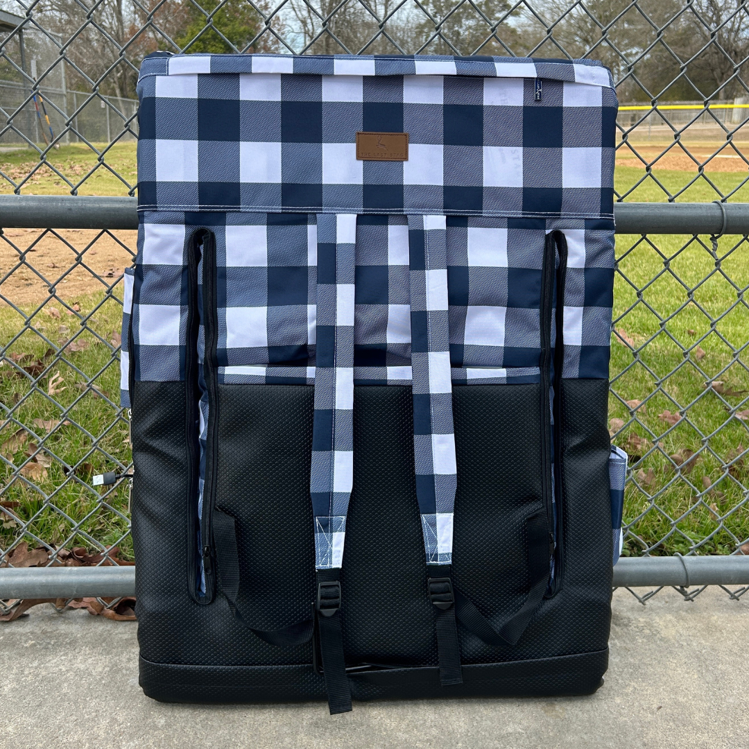 Heated Navy Buffalo 23" Stadium Seat with Armrests