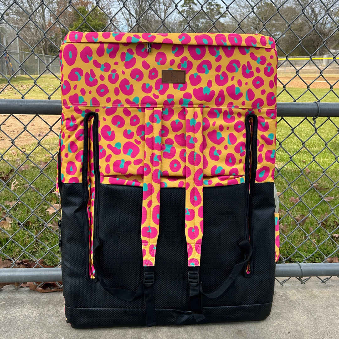 Heated Neon Leopard 23" Stadium Seat with Armrests
