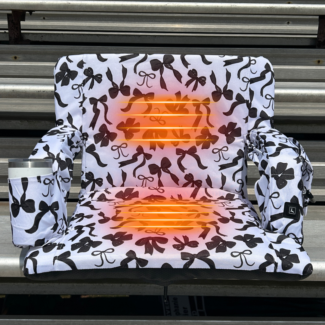 Heated Black Bows 23" Stadium Seat with Armrests