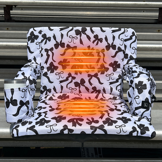 Heated Black Bows 23" Stadium Seat with Armrests