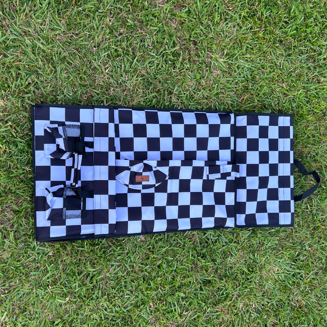 Black and White Checkerboard Tailgate Wagon