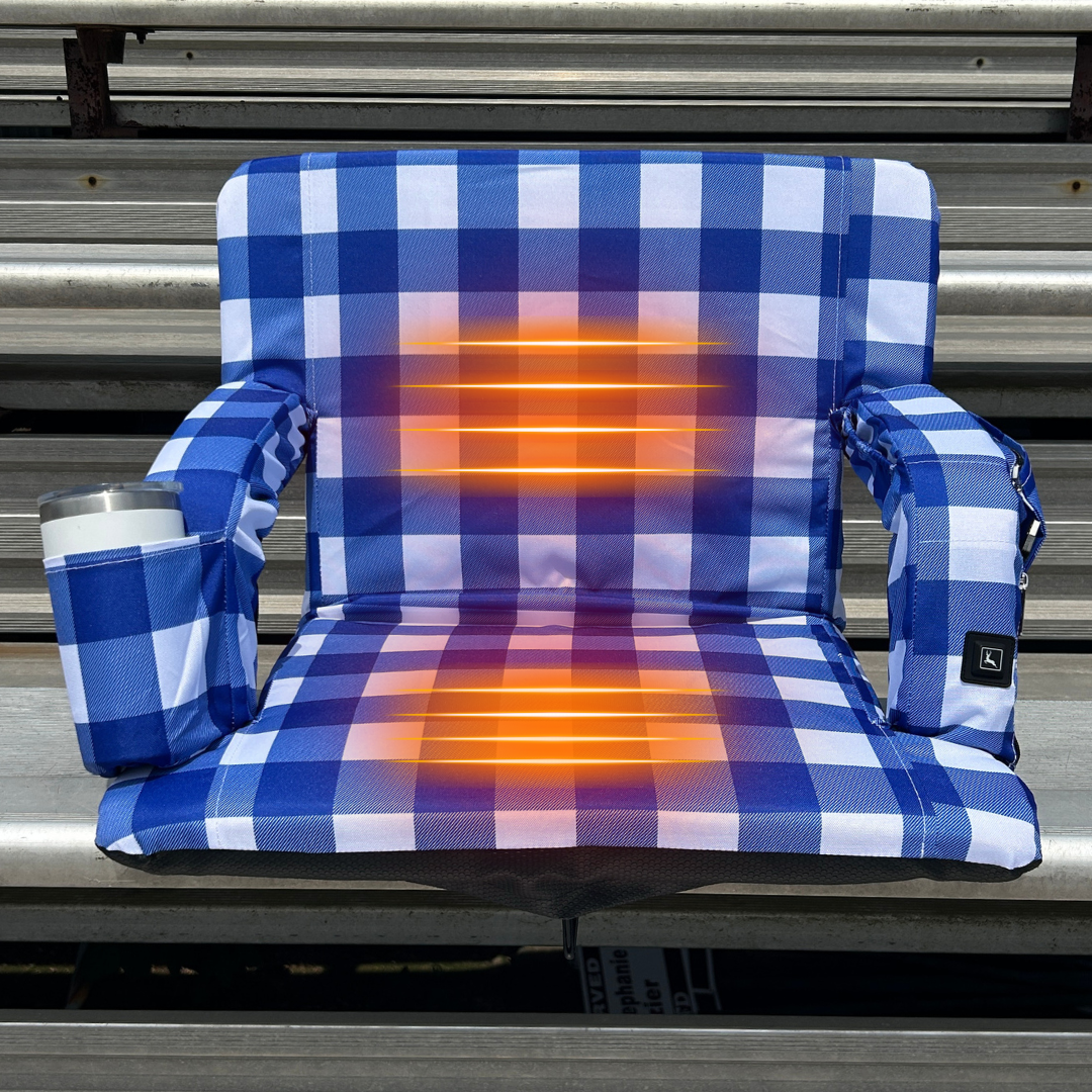 Heated Blue Buffalo 23" Stadium Seat with Armrests