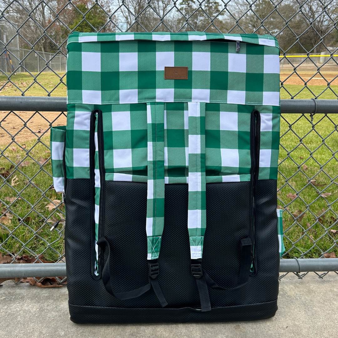 Heated Green Buffalo 23" Stadium Seat with Armrests