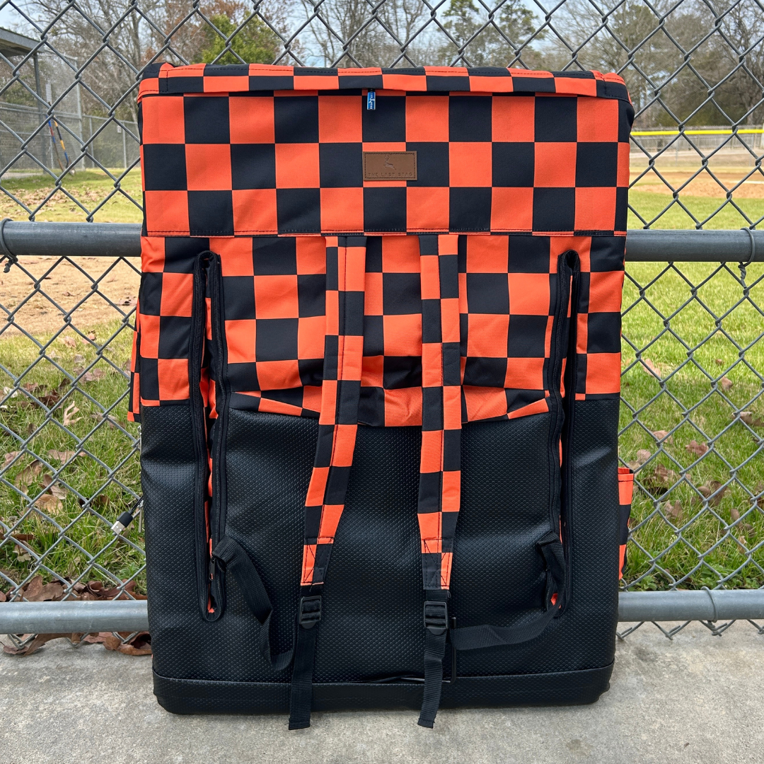 Heated Orange Checkerboard 23" Stadium Seat with Armrests