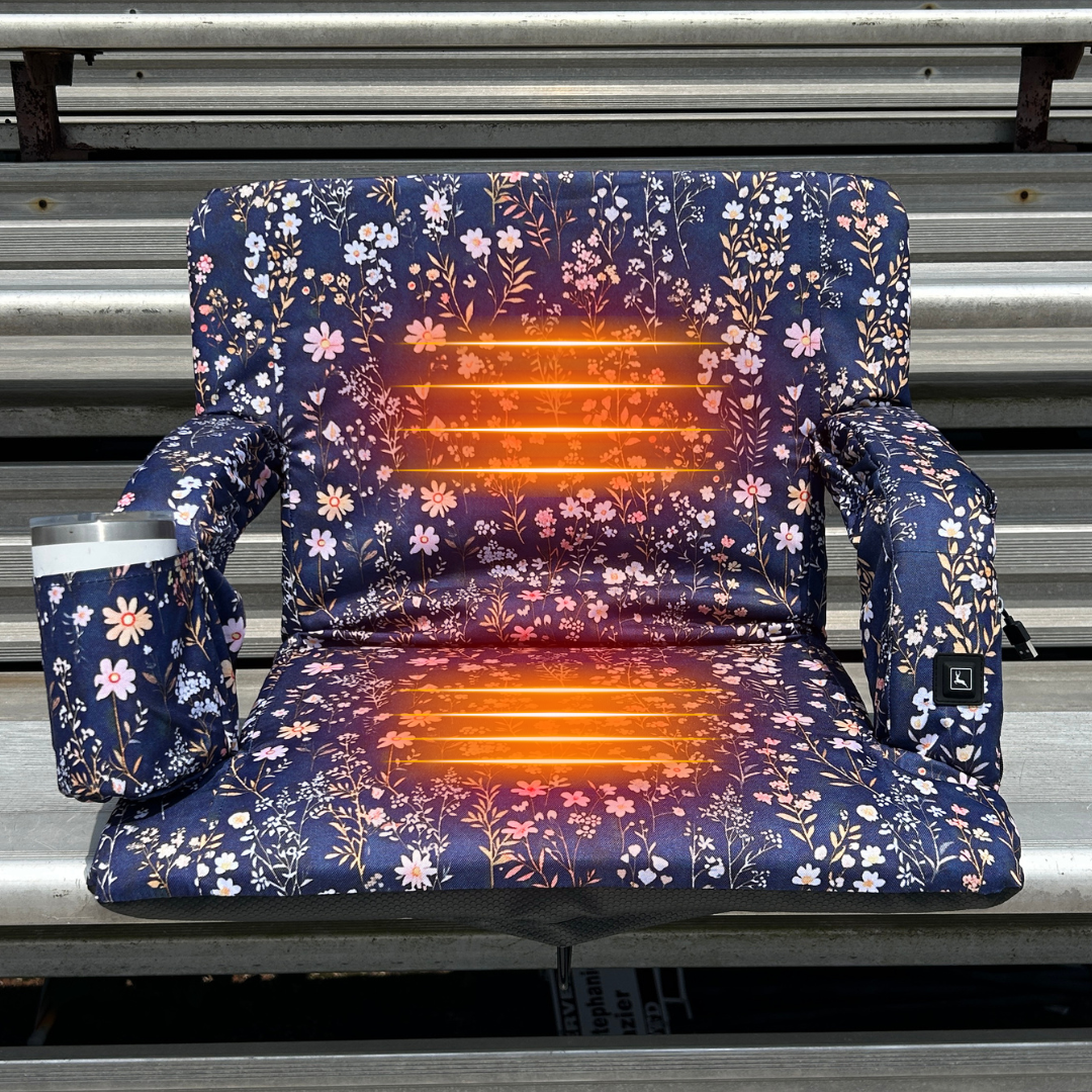Heated Flower Garden 23" Stadium Seat with Armrests