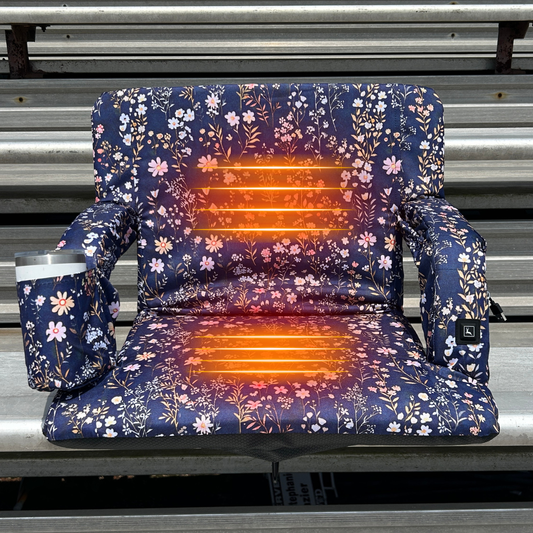 Heated Flower Garden 23" Stadium Seat with Armrests