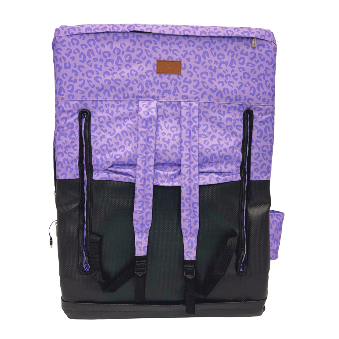 Heated Purple Leopard 23" Stadium Seat with Armrests