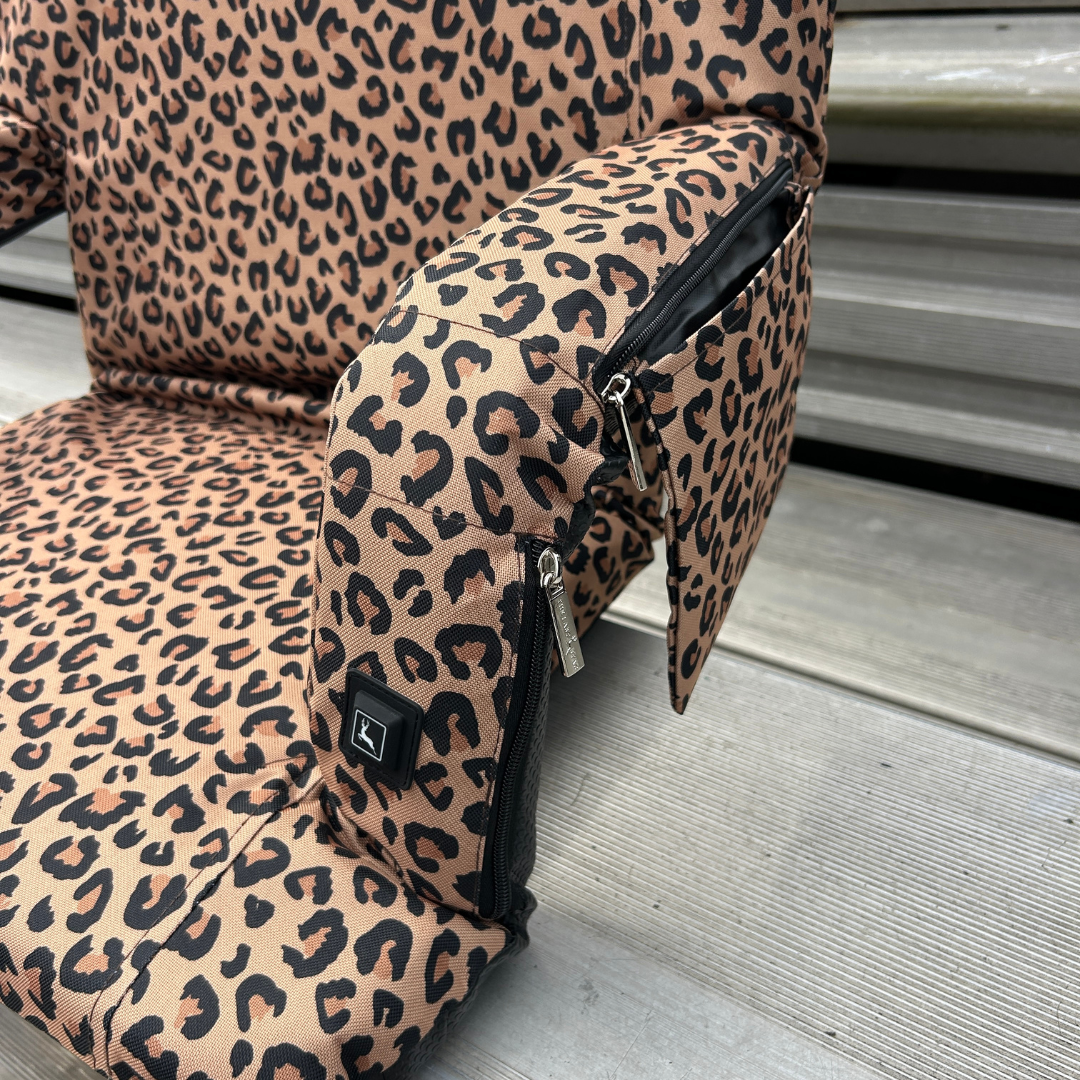 Heated Leopard 23" Wide Stadium Seat with Armrests
