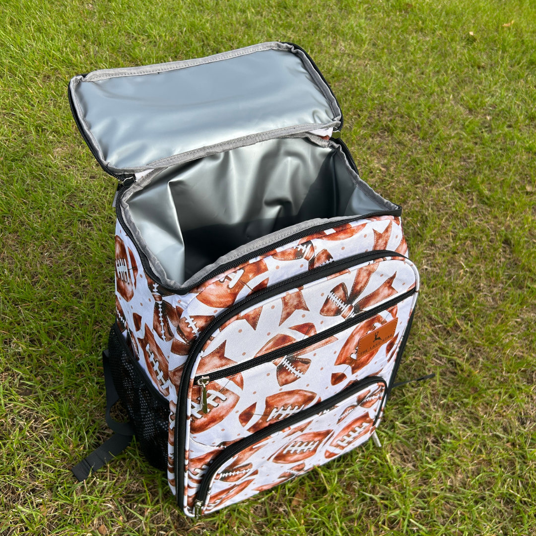 Footballs & Bows Backpack Cooler